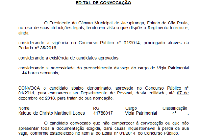 Edital de Convocação