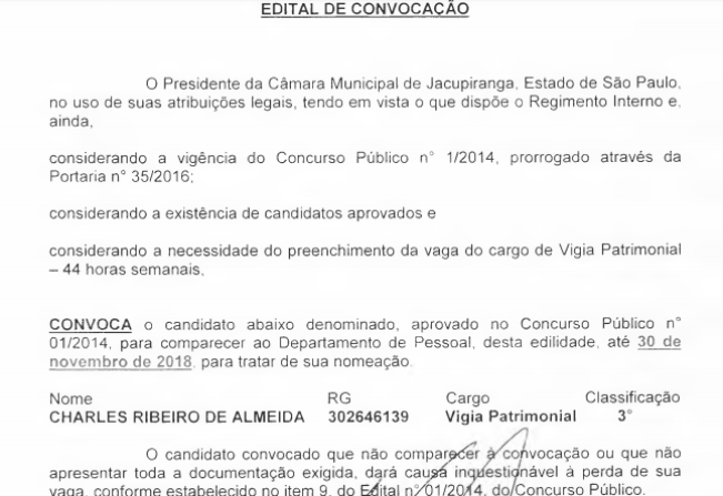 Edital de Convocação